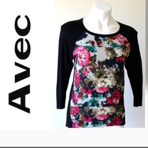 Avec Floral Sweater - Cotton  / Silk - Size XS